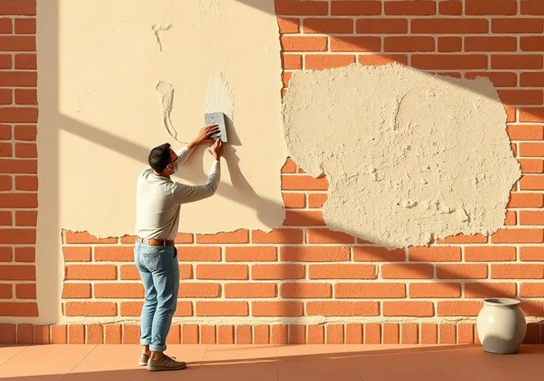 Application d'un enduit décoratif à la lisseuse sur un mur