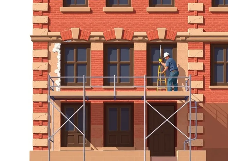 Ravalement de façade en pierre, nettoyage et application d'enduit